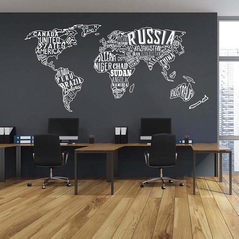 Office Furniture World - Duża mapa świata Kolaż Naklejka ścienna