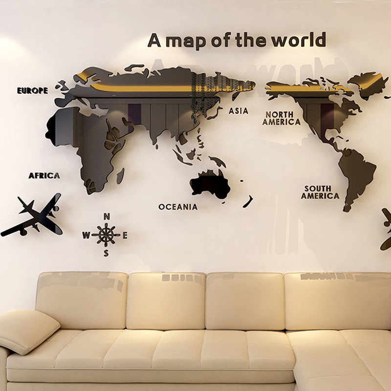Office Furniture World - Mapa świata Naklejki ścienne 3D Akrylowa