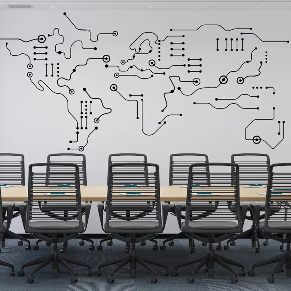 Office Furniture World - Płytka drukowana Mapa Świata Biuro Naklejka