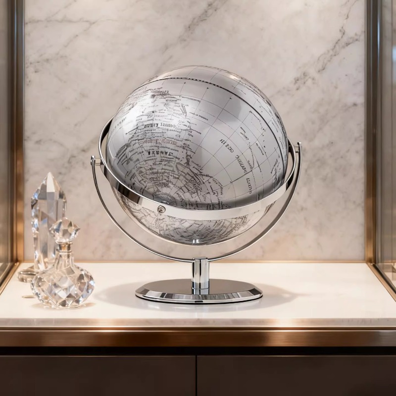 25cm Luksusowy Srebrny Globus  – Office Furniture World recenzja i cena